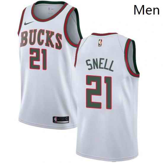 Mens Nike Milwaukee Bucks 21 Tony Snell Swingman White Fashion Hardwood Classics NBA Jersey